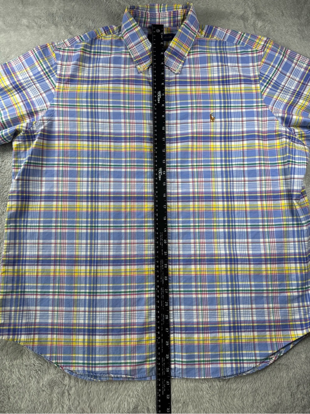 Ralph Lauren Blue Madras Plaid Button Down Shirt Men’s XXL Cotton - Picture 11 of 11
